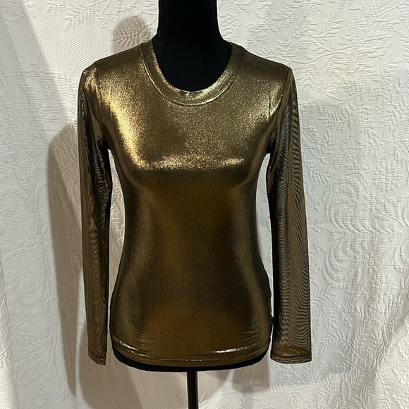 porridge clothing Tops - Porridge clothing gold shimmer‎ sheer top, size XXS, NWT